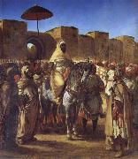 Eugene Delacroix Mulay Abd al-Rahman,Sultan of Morocco,Leaving his palace in Meknes,Surrounded by his Guard and his Chief Officers France oil painting artist